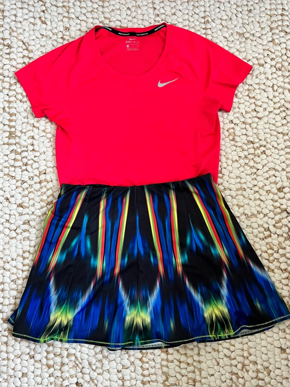 Pickleball/tennis outfit. Nike top, Lucky in Love skort.